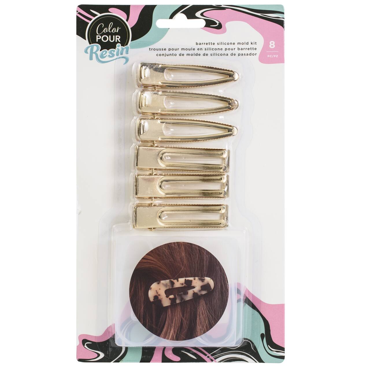 Color Pour Resin Gold Barrette Silicone Mold Kit